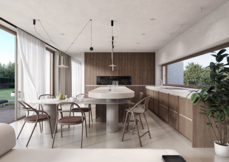 Interior of a family house in tiramisu colors